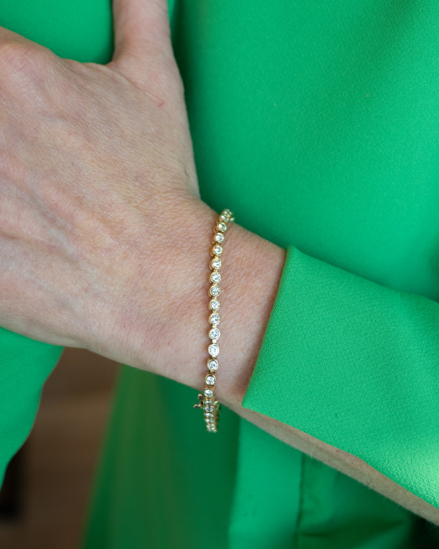4 Carat Bezel Diamond Tennis Bracelet in 14k Yellow Gold
