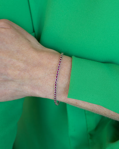 2.96 Bezel Ruby Tennis Bracelet in 14k White Gold