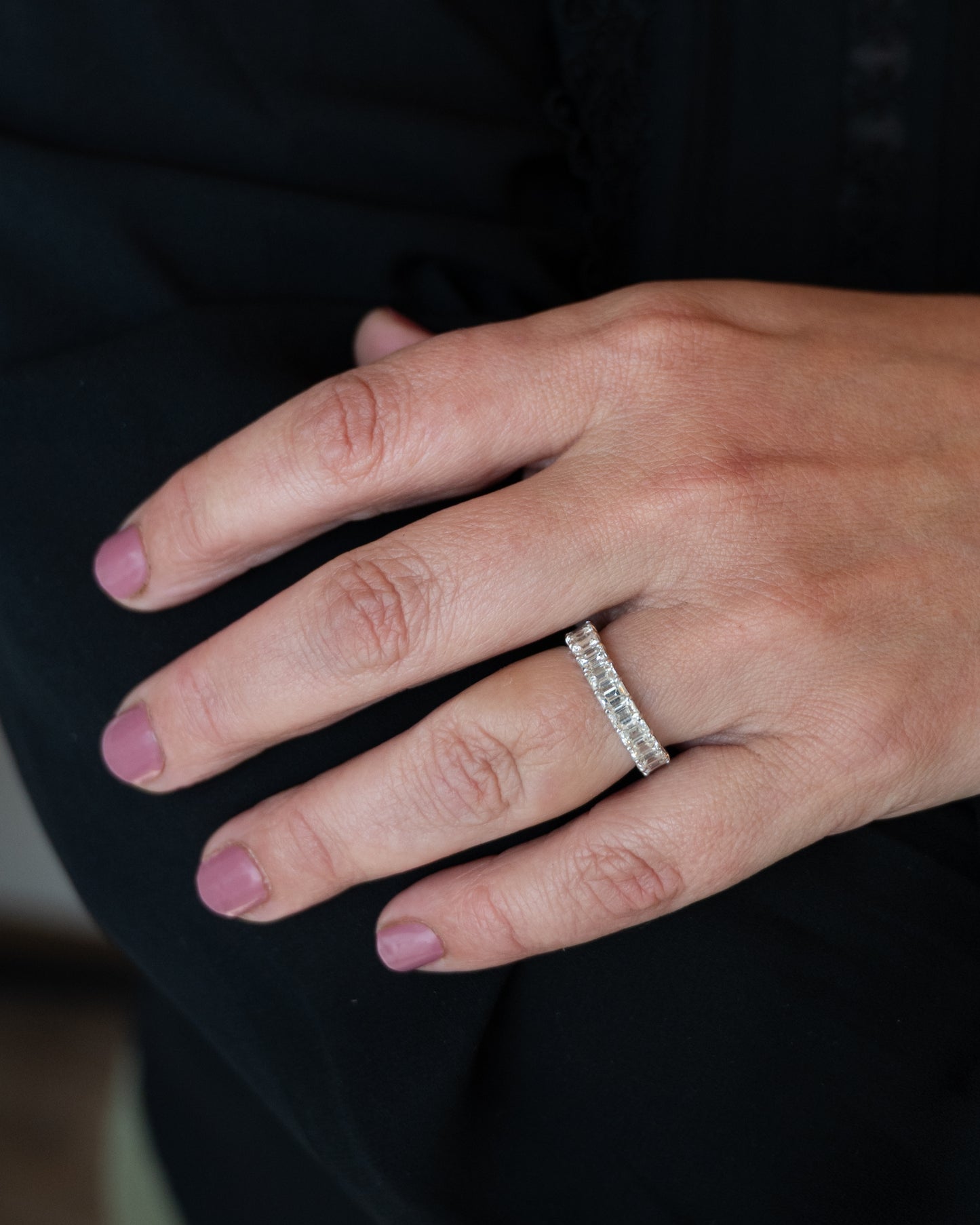 3.79 Emerald Cut Diamond Eternity Band in 18k