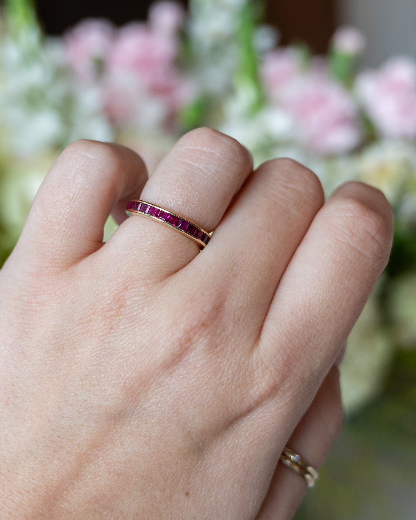 2 Carat Square Cut Ruby Eternity Band 18k