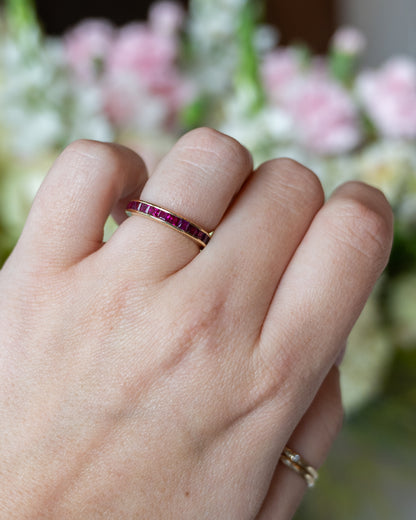 2 Carat Square Cut Ruby Eternity Band 18k