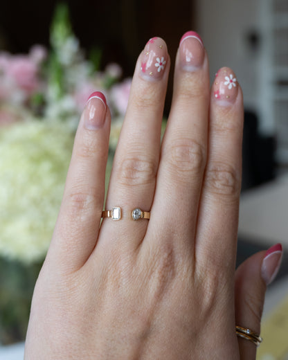 .26 Emerald & Pear Diamond Stacking Ring in 14k