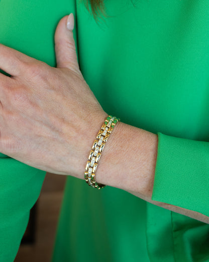 .72 Diamond Panther Link Bracelet in 14k Yellow Gold