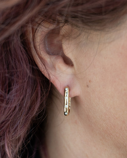 .14 Flush Set Diamond Hoop Earrings in 14k