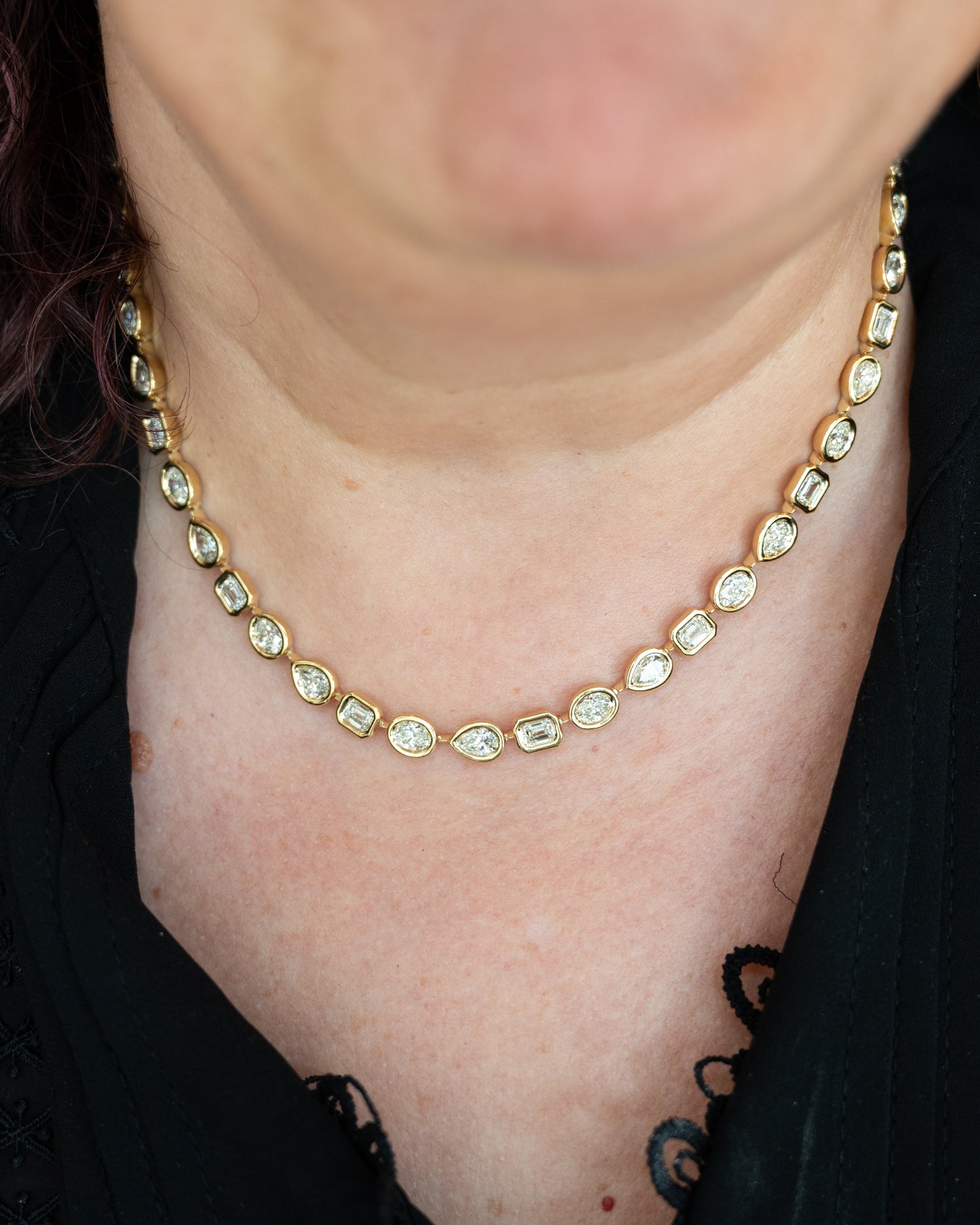 14.44 Mixed Diamond Cut Necklace in 18k Yellow Gold