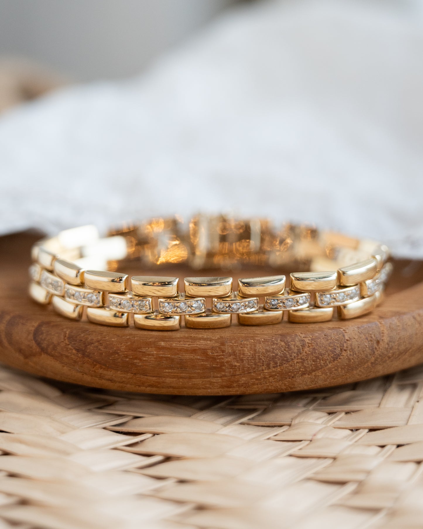 .72 Diamond Panther Link Bracelet in 14k Yellow Gold