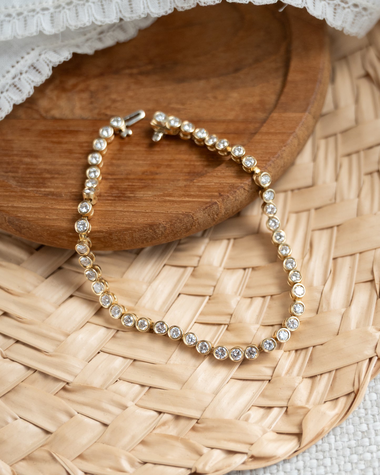 4 Carat Bezel Diamond Tennis Bracelet in 14k Yellow Gold