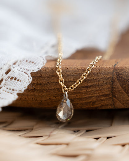 .45 Pear Rose Cut Diamond Pendant Necklace in 18k