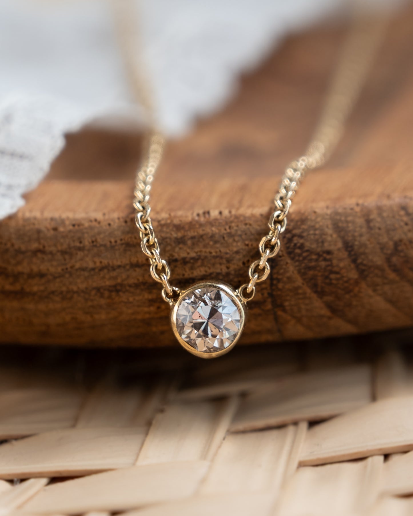 .53 Old Euro Diamond Pendant Necklace in 14k