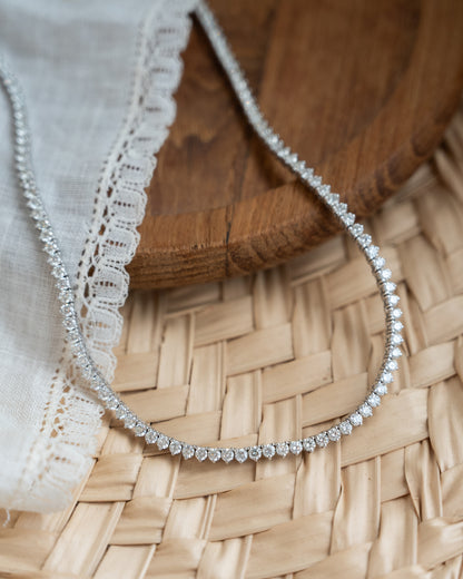 7 Carat Diamond Tennis Necklace in 14k White Gold