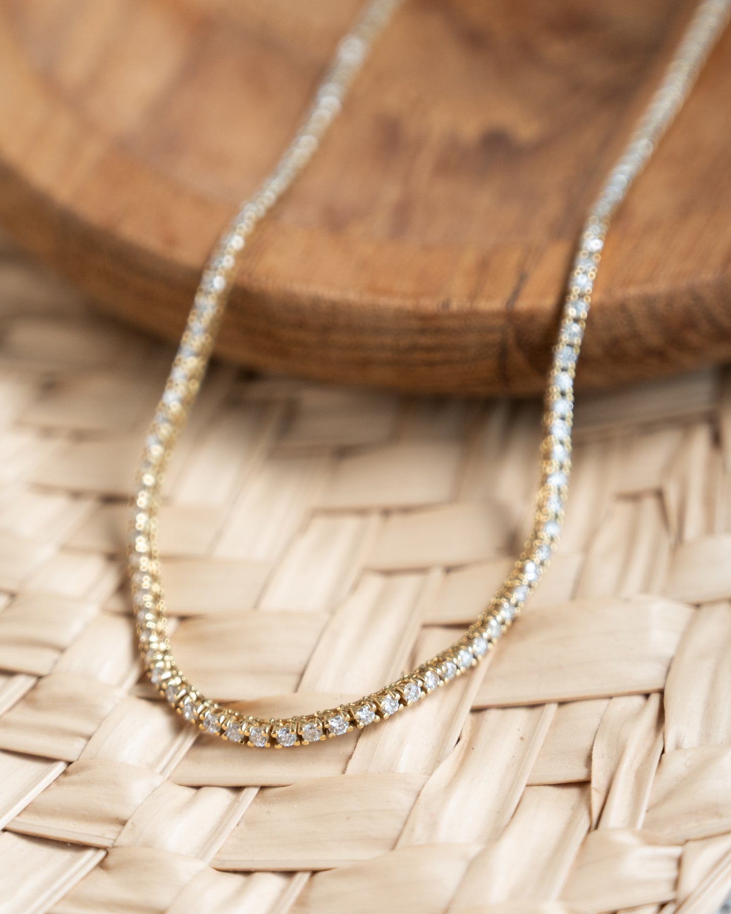 3 Carat Diamond Tennis Necklace in 18k Yellow Gold