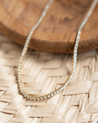 3 Carat Diamond Tennis Necklace in 18k Yellow Gold