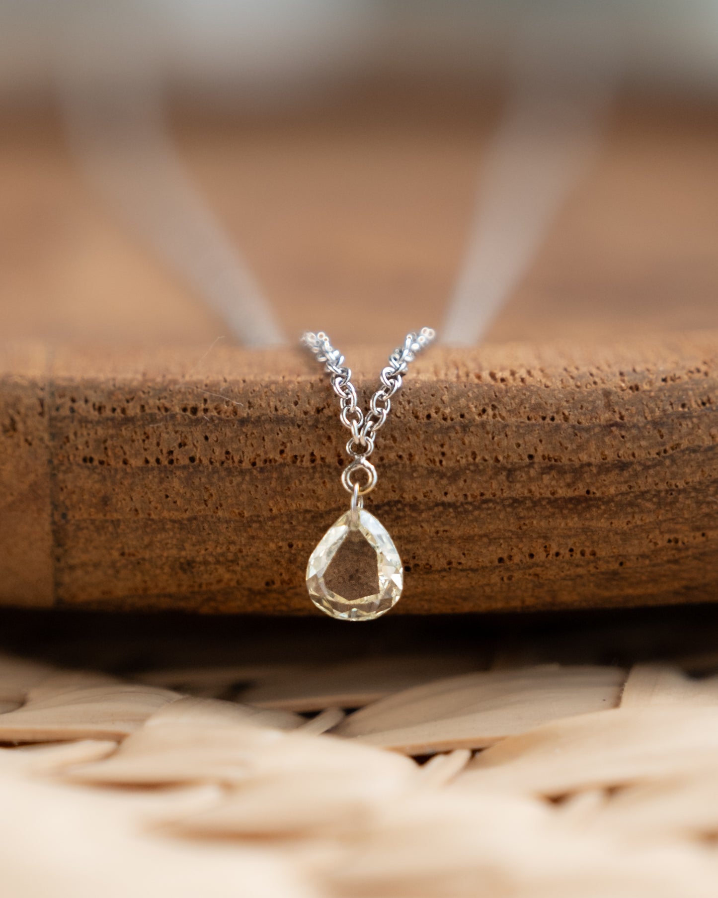 .30 Pear Rose Diamond Pendant Necklace in 14k