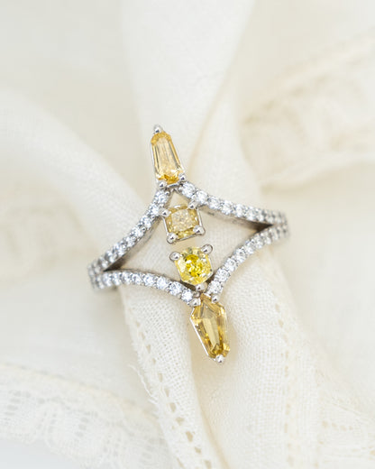 1.33 Mixed Diamond Cocktail Ring in 18k White Gold