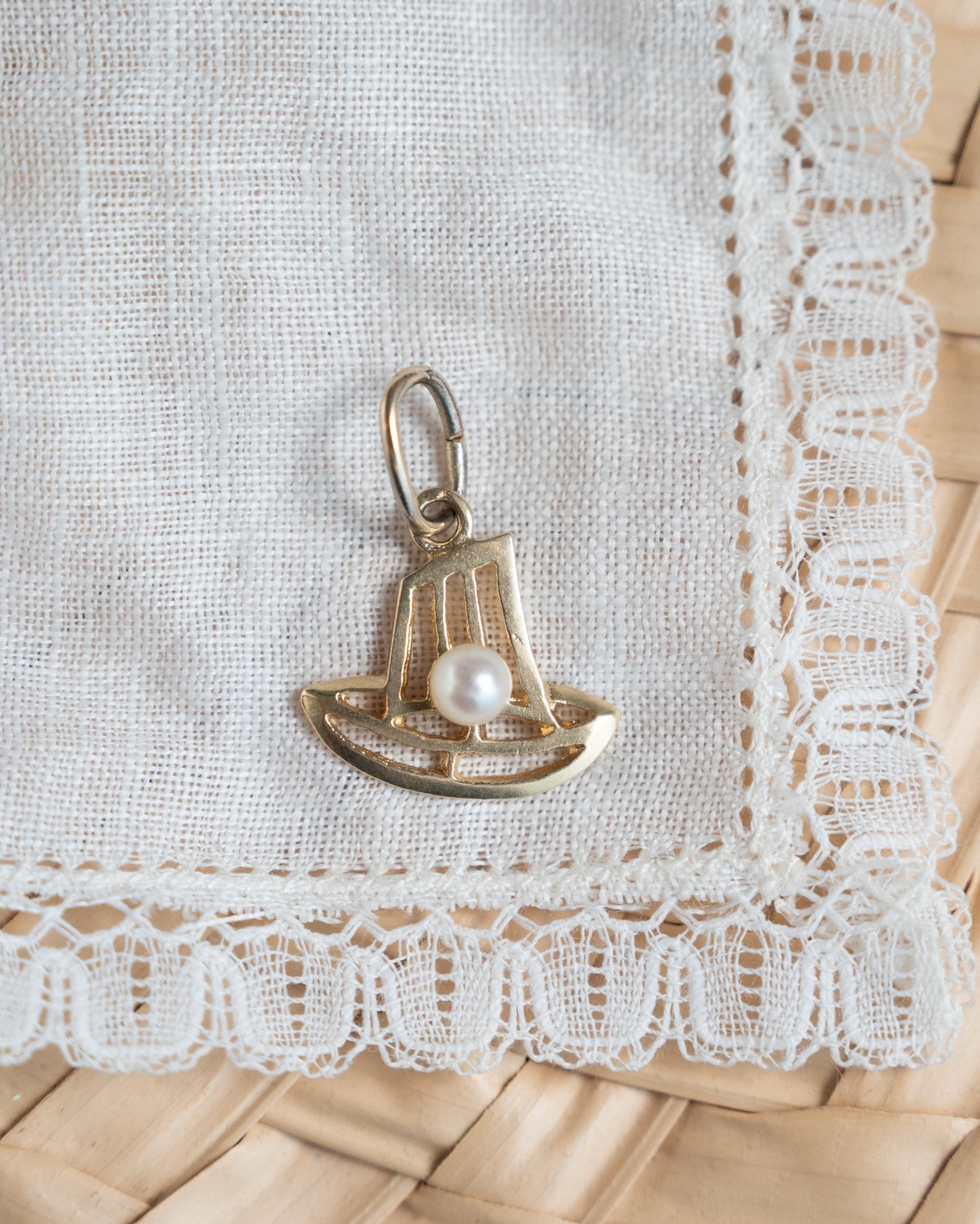 Vintage Mid-Century Sailboat Charm in 14k Yellow Gold