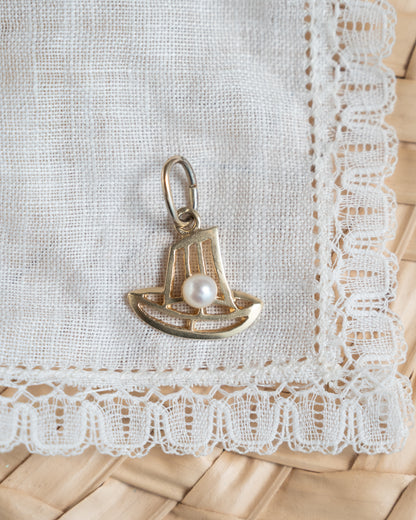 Vintage Mid-Century Sailboat Charm in 14k Yellow Gold