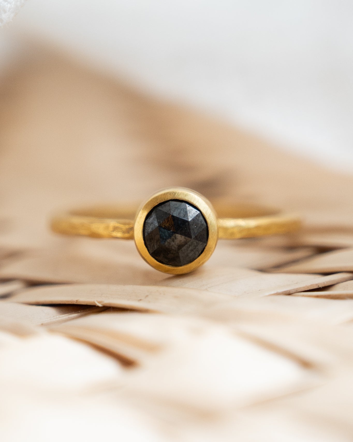 .60 Rose Cut Black Diamond Engagement Ring 18k
