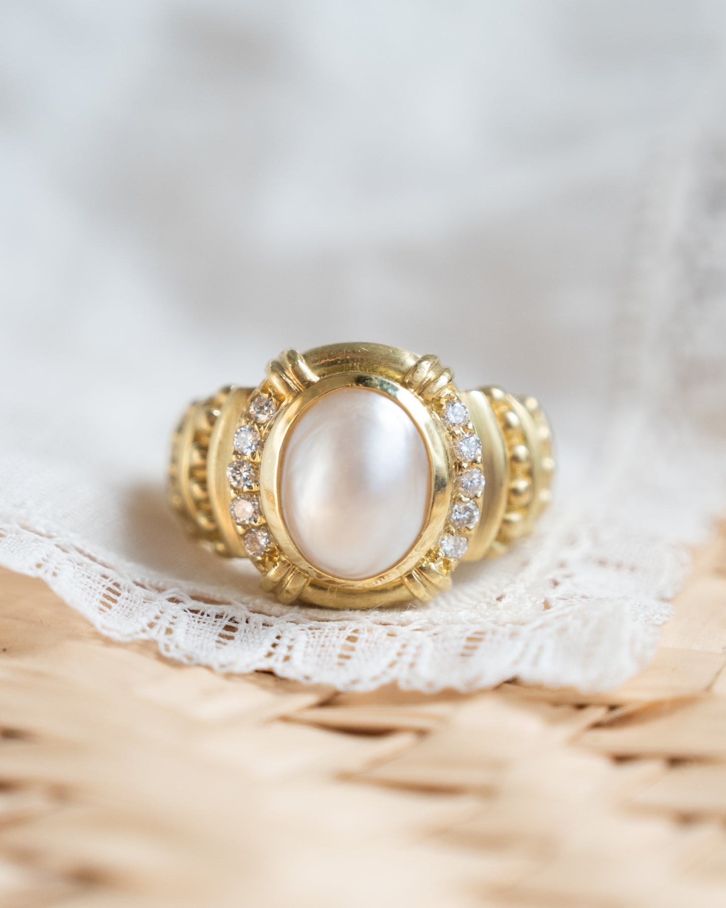 Judith Ripka Mabe Pearl & Diamond Cocktail Ring in 18k