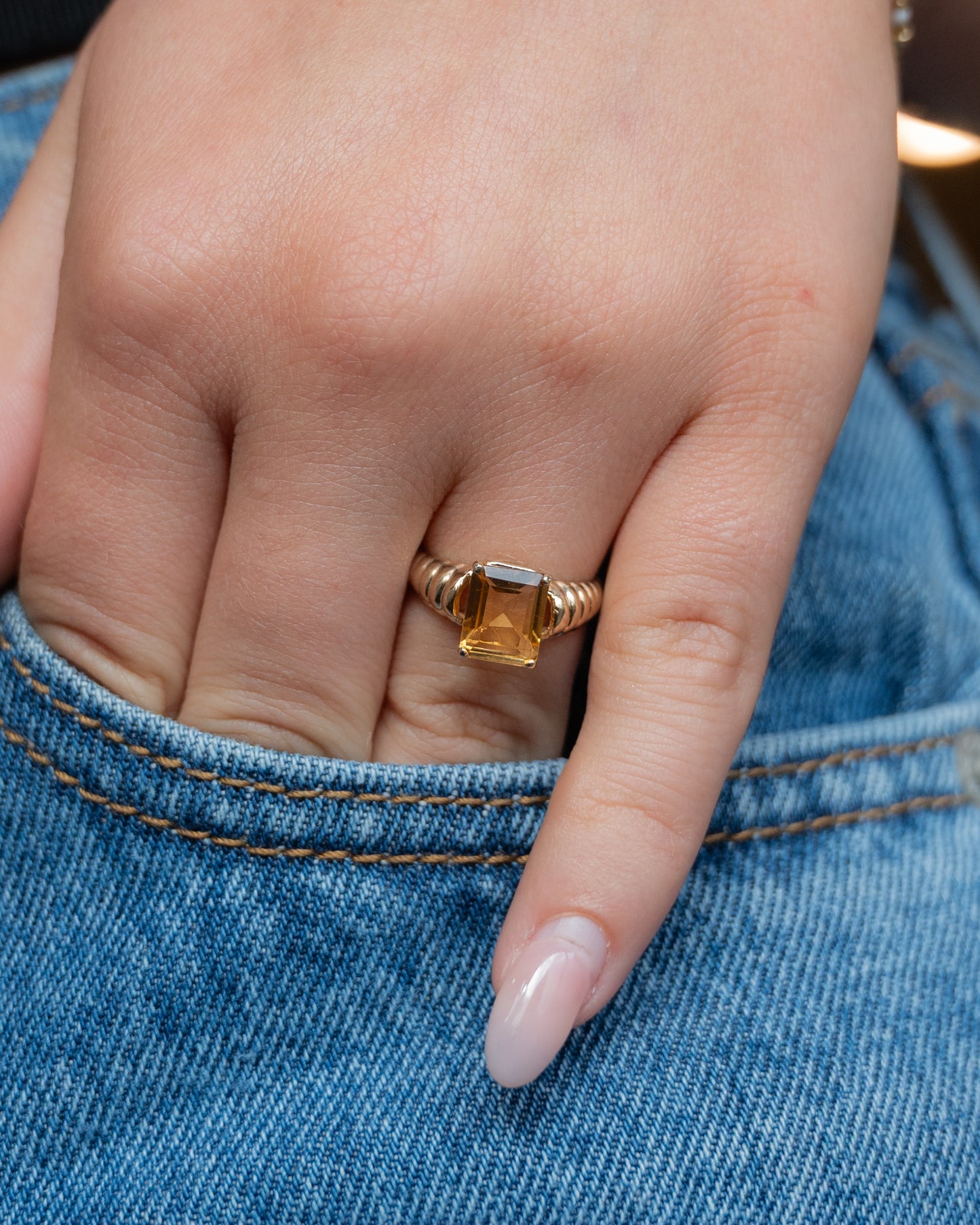 1.70 Citrine Cocktail Ring in 14k Yellow Gold