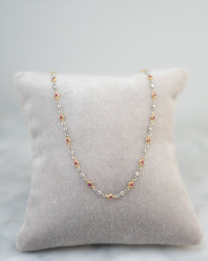 1.50 Pink Sapphire & Diamond Necklace in Platinum/18k