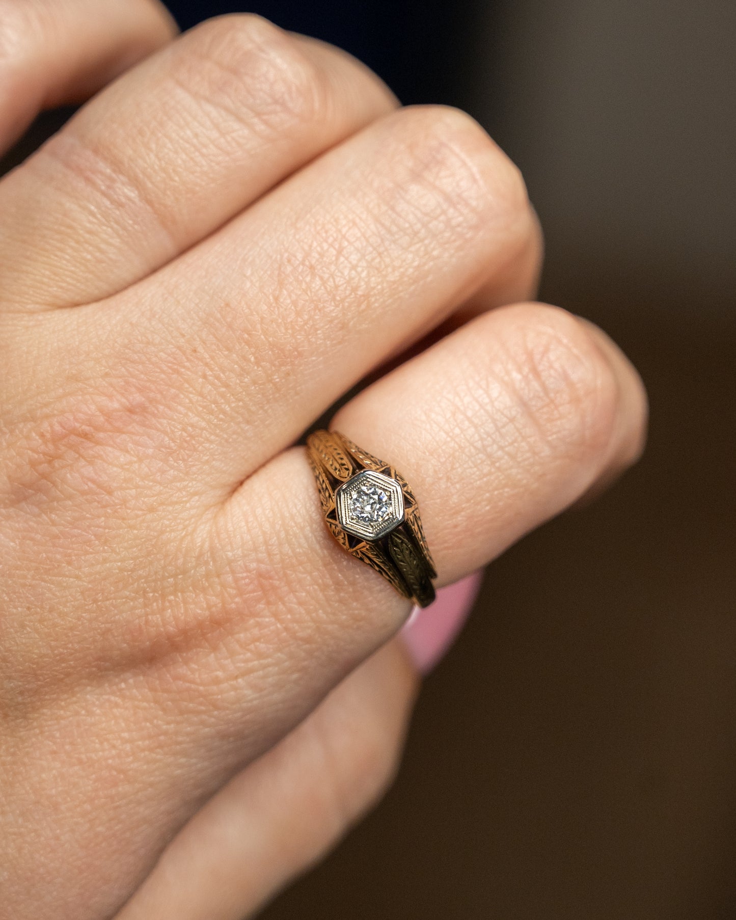 .21 Vintage Art Deco Solitaire Engagement Ring 14k