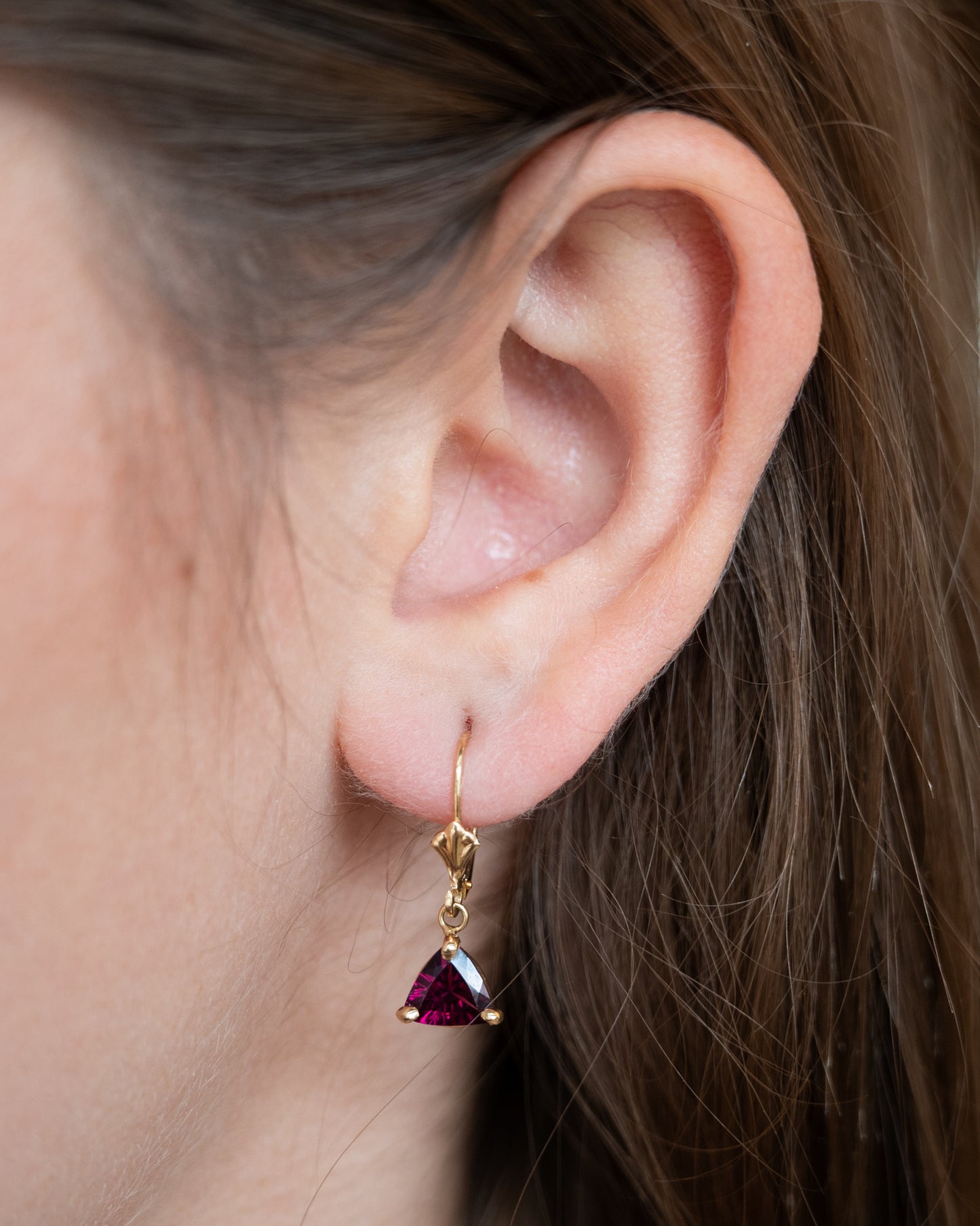 3.58 Trillion Garnet Drop Earrings in 14k Yellow Gold
