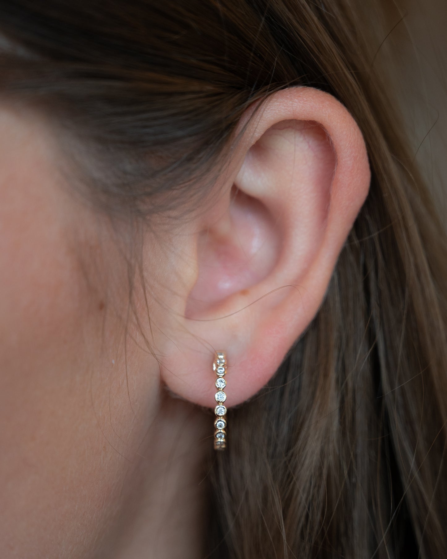 .27 Bezel Diamond Hoop Earrings in 14k