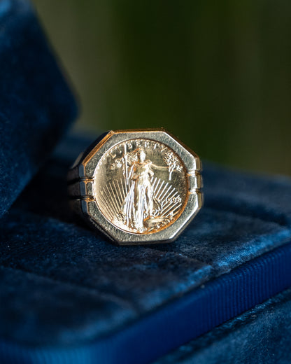 Liberty Coin Cocktail Ring in 22k & 14k Yellow Gold