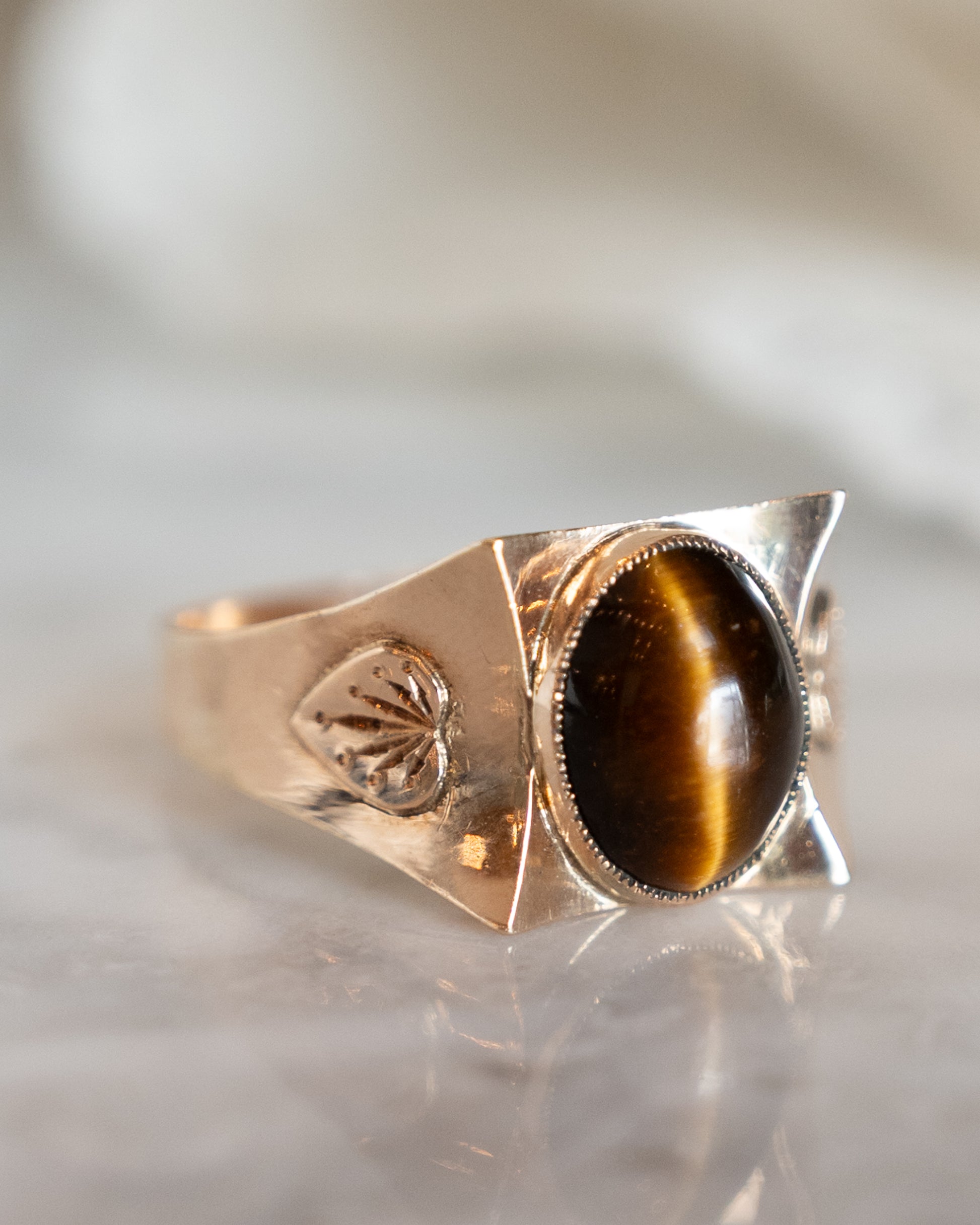 Mens Antique Art Nouveau Tigers Eye Ring in 14k – Filigree Jewelers