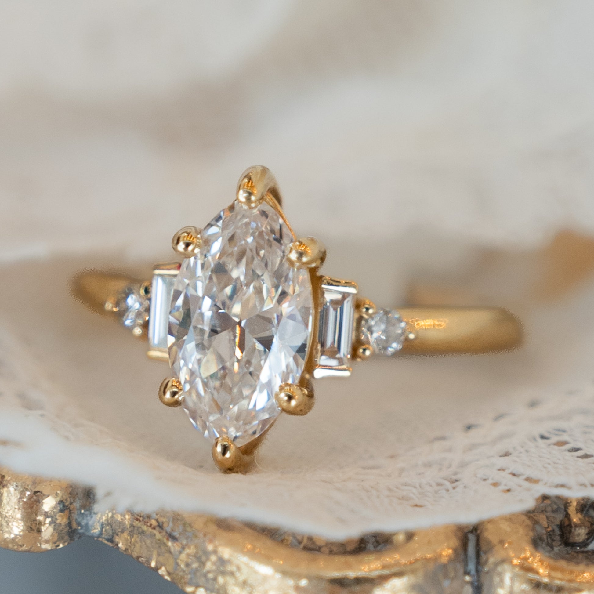 Carat Marquise Cut Diamond Engagement Ring in 14k – Filigree