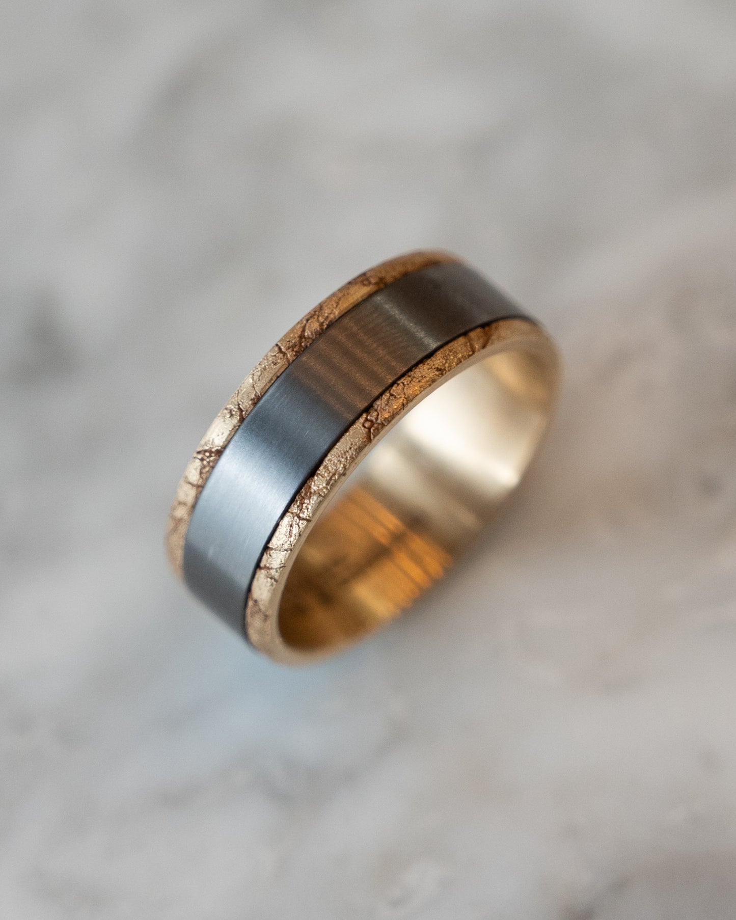 Mens Tantalum Wedding Band in 14k Yellow Gold