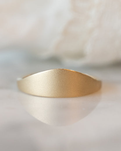 Unisex Asymmetrical Signet Ring in 14k Yellow Gold