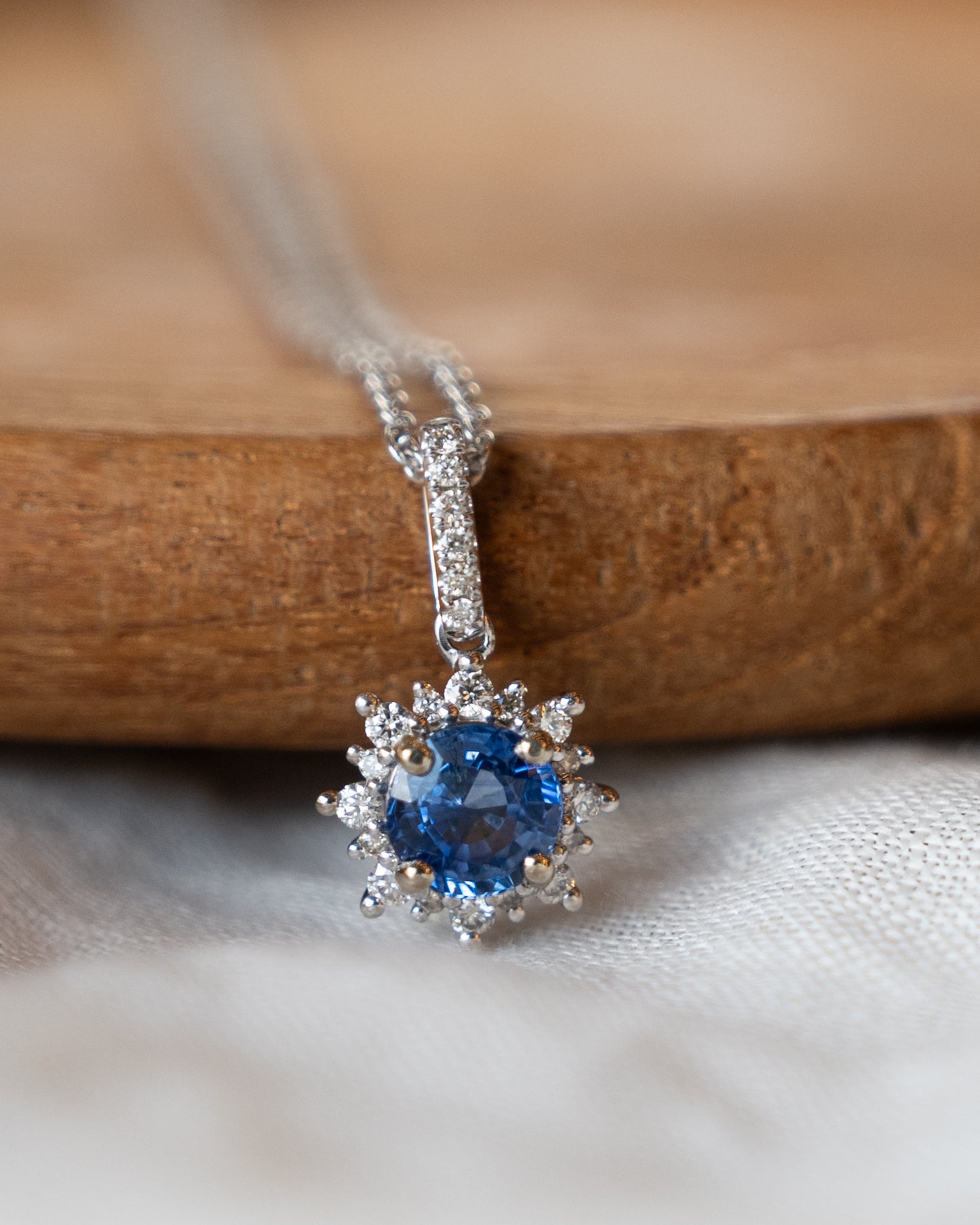 .89 Sapphire & Diamond Pendant Necklace in 14k