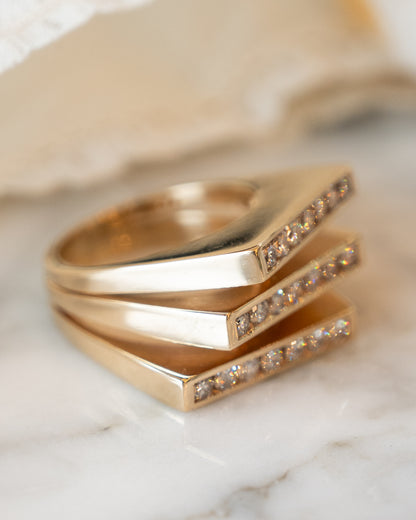 1.36 Diamond Stacking Cocktail Ring in 14k Yellow Gold