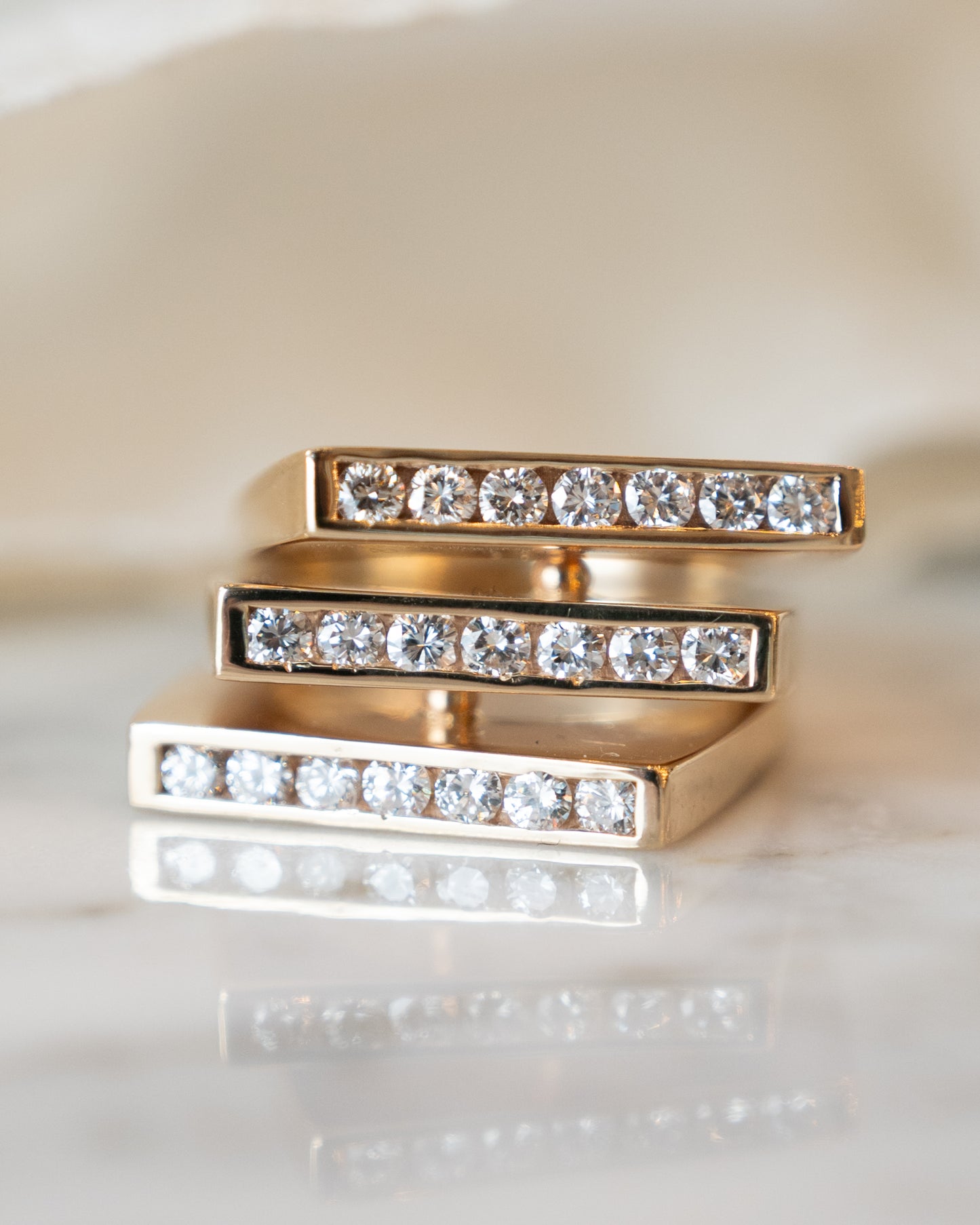 1.36 Diamond Stacking Cocktail Ring in 14k Yellow Gold