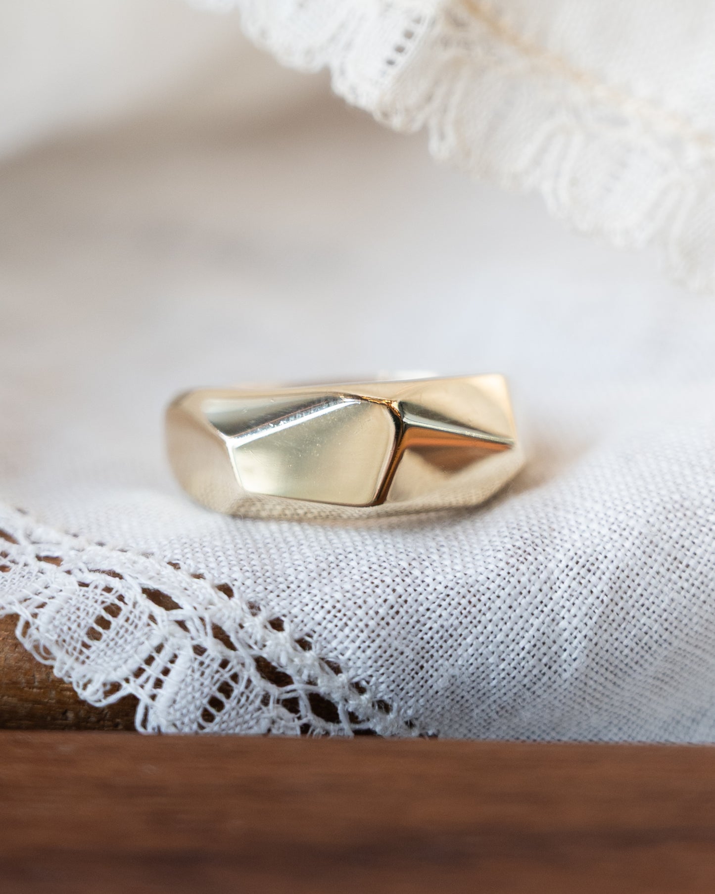 Geometric Hammered Stacking Ring in 14k Yellow Gold