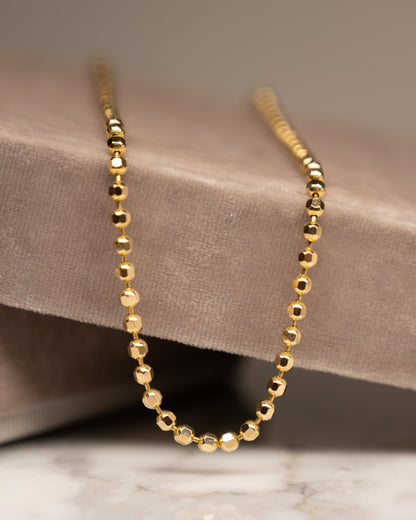 17 Inch Hammered Texture Bead Chain Necklace in 14k