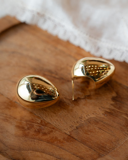 Puffy Pear Shaped Stud Earrings in 14k Yellow Gold