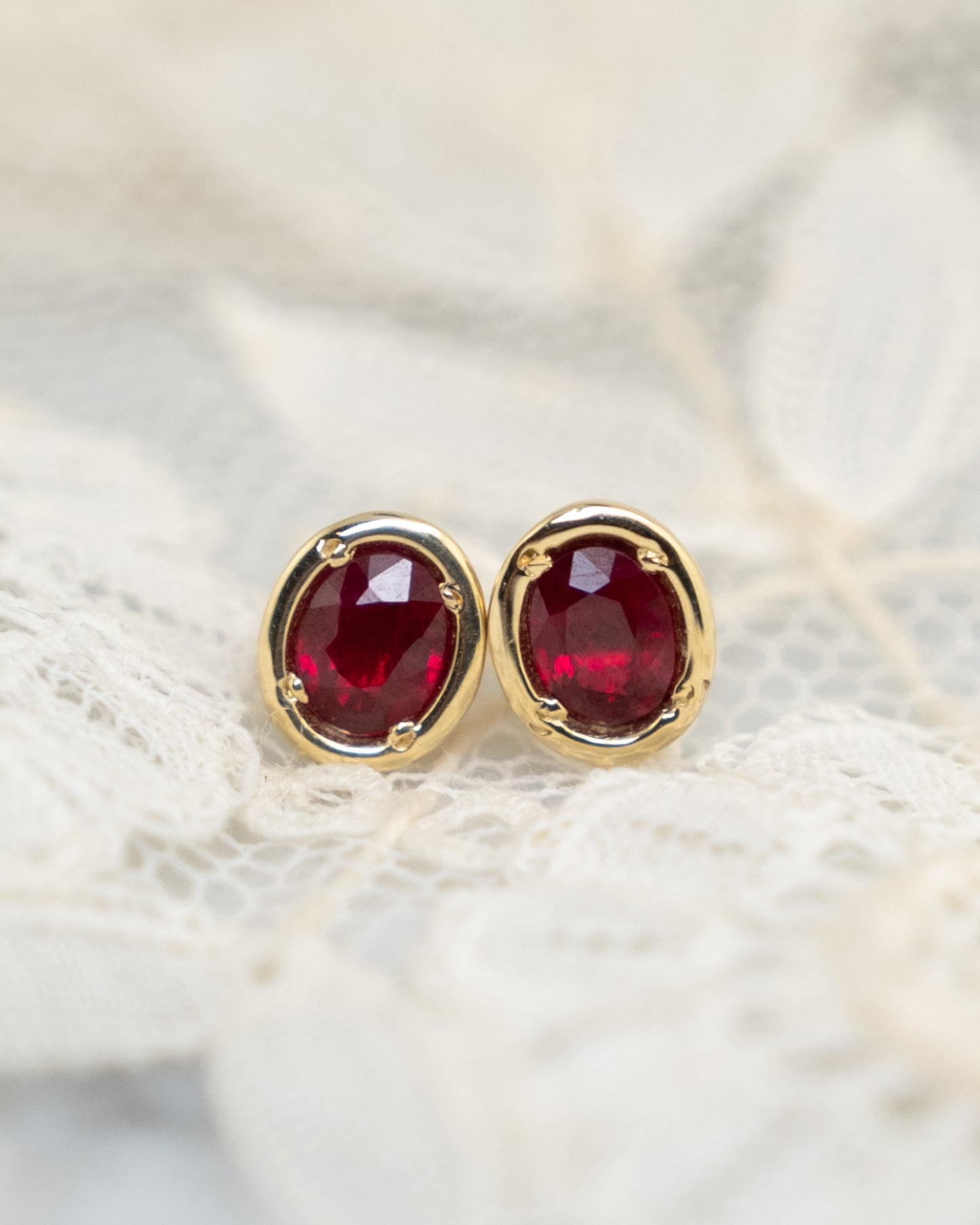 .30 Ruby Stud Earrings in 14k Yellow Gold