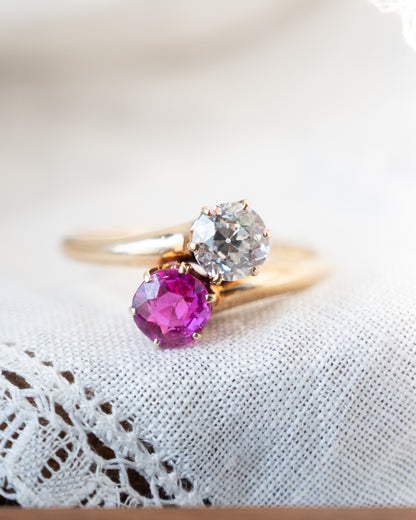 Antique Victorian Toi Et Moi Engagement Ring 14k