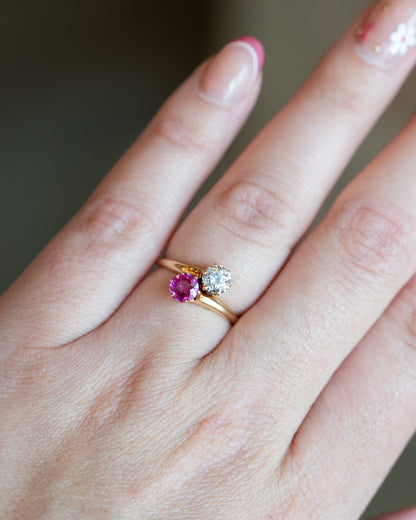 Antique Victorian Toi Et Moi Engagement Ring 14k