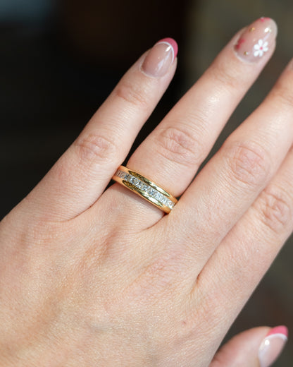 1.40 Channel Set Princess Diamond Wedding Band 18k