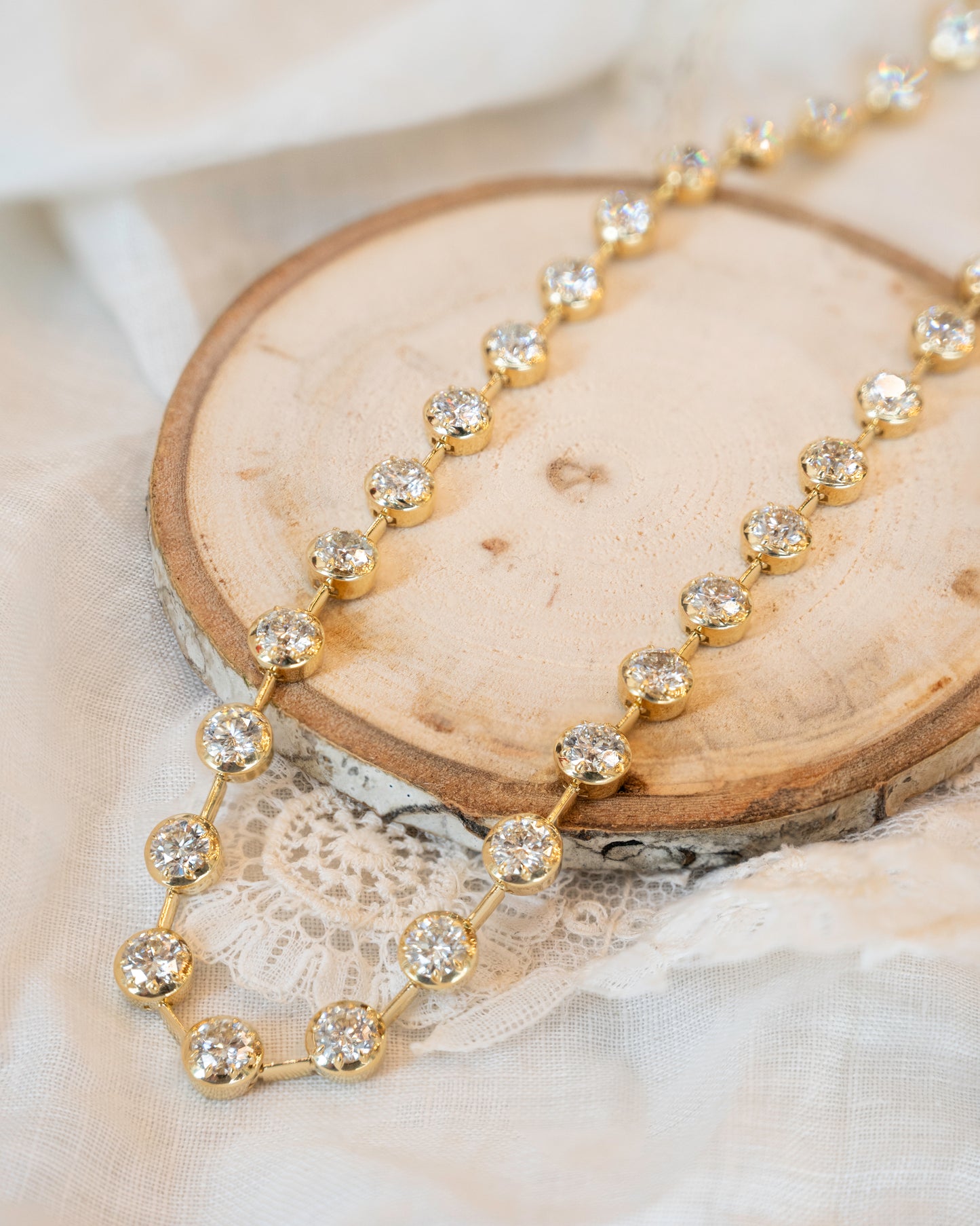 18.69 Diamond Tennis Necklace in 18k Yellow Gold