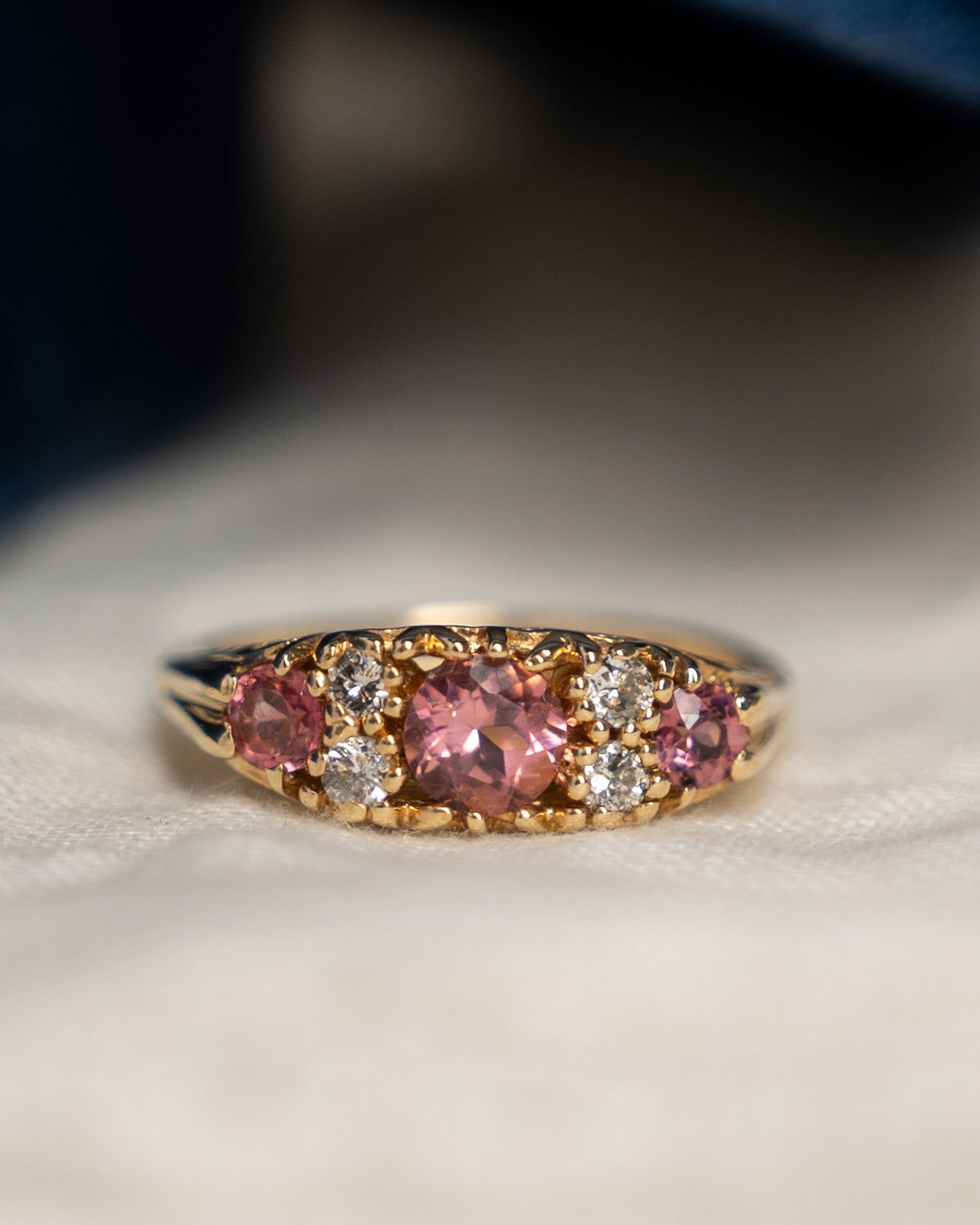 .58 Vintage Mid-Century Pink Tourmaline Stacking Ring 14k