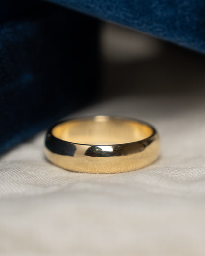 Men's Half Round Wedding Band 14k Yellow Gold