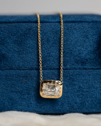 2.01 Emerald Cut Diamond Pendant Necklace 18k