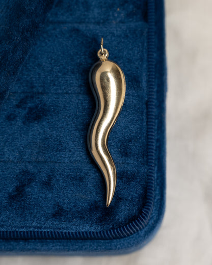 Traditional Italian Horn Cornicello Pendant 14k Yellow Gold