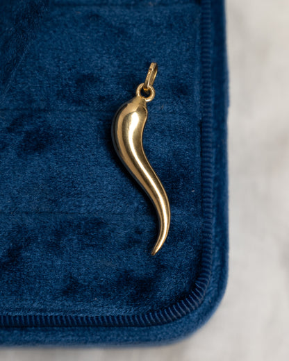 1.25 Inch Cornicello Pendant in 14k Yellow Gold