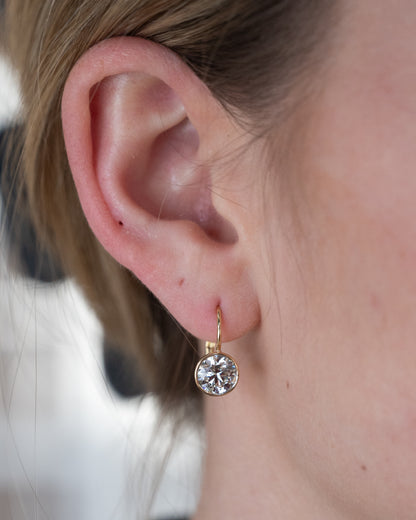 3.00 GIA Round Brilliant Diamond Drop Earrings 18k