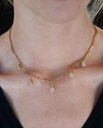 5.22 Pear Diamond Drop Necklace 18k Yellow Gold
